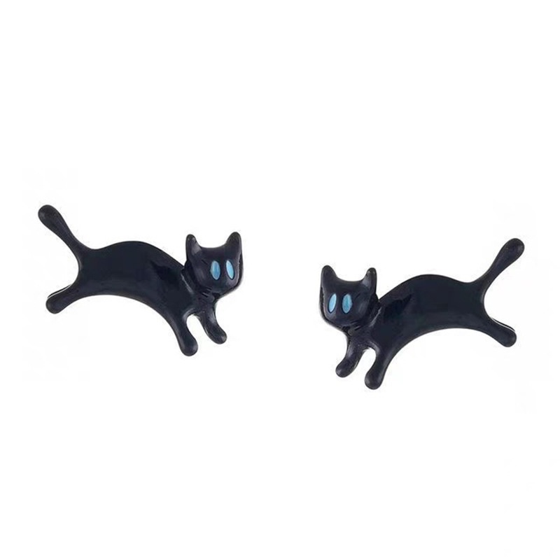 Anting Kucing Hitam Temperamen Kepribadian Tren Kreatif Aksesoris Telinga