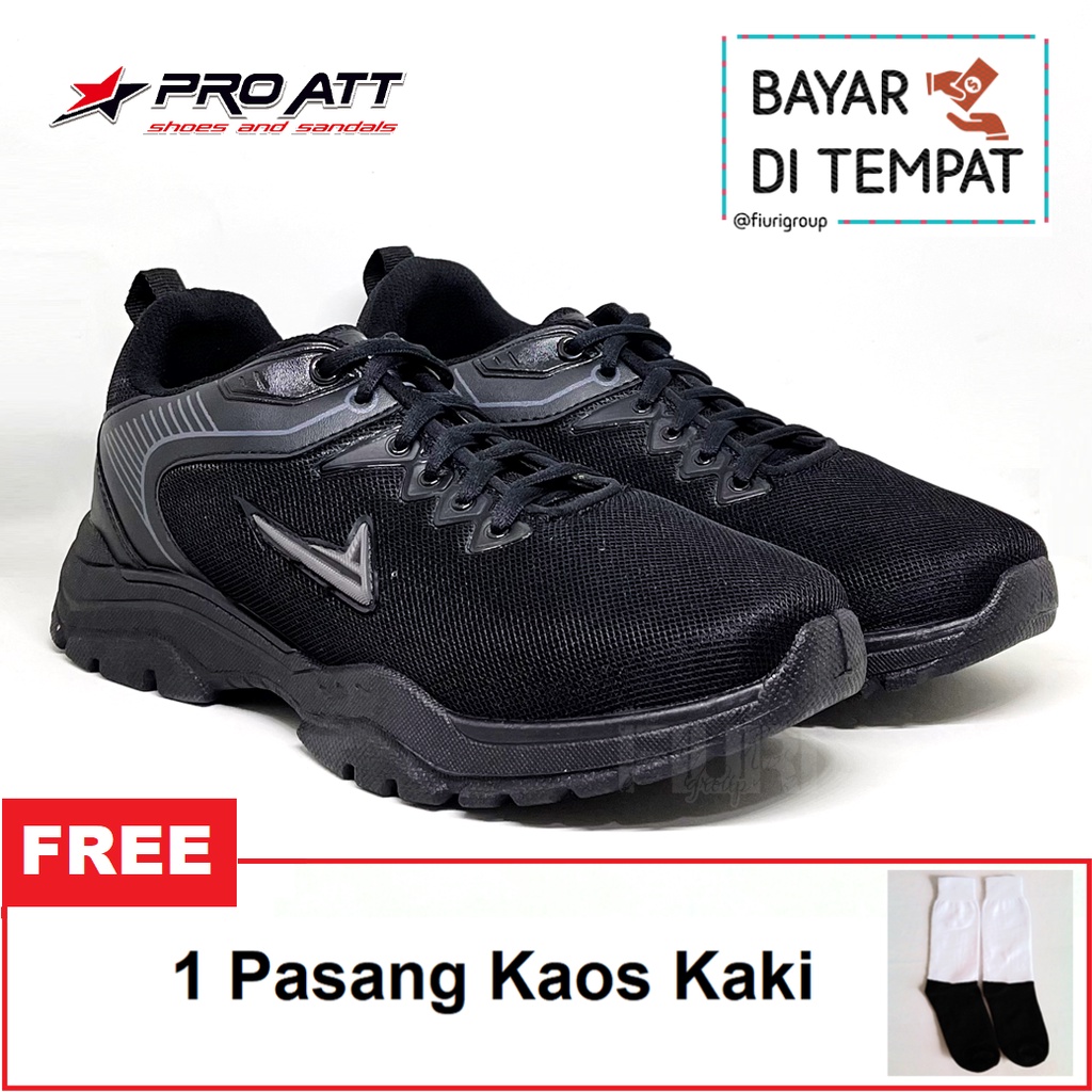 FIURI - PRO ATT - HM 80 FULL HITAM 39-43 - Sepatu Kets Pria - Sepatu Sneakers Pria - Sepatu Olahraga Sport Pria - Sepatu Casual - Sepatu Jogging Lari Fitness Gym Senam Pria - Sepatu Cowok - Sepatu Sekolah Bertali SD SMP SMA