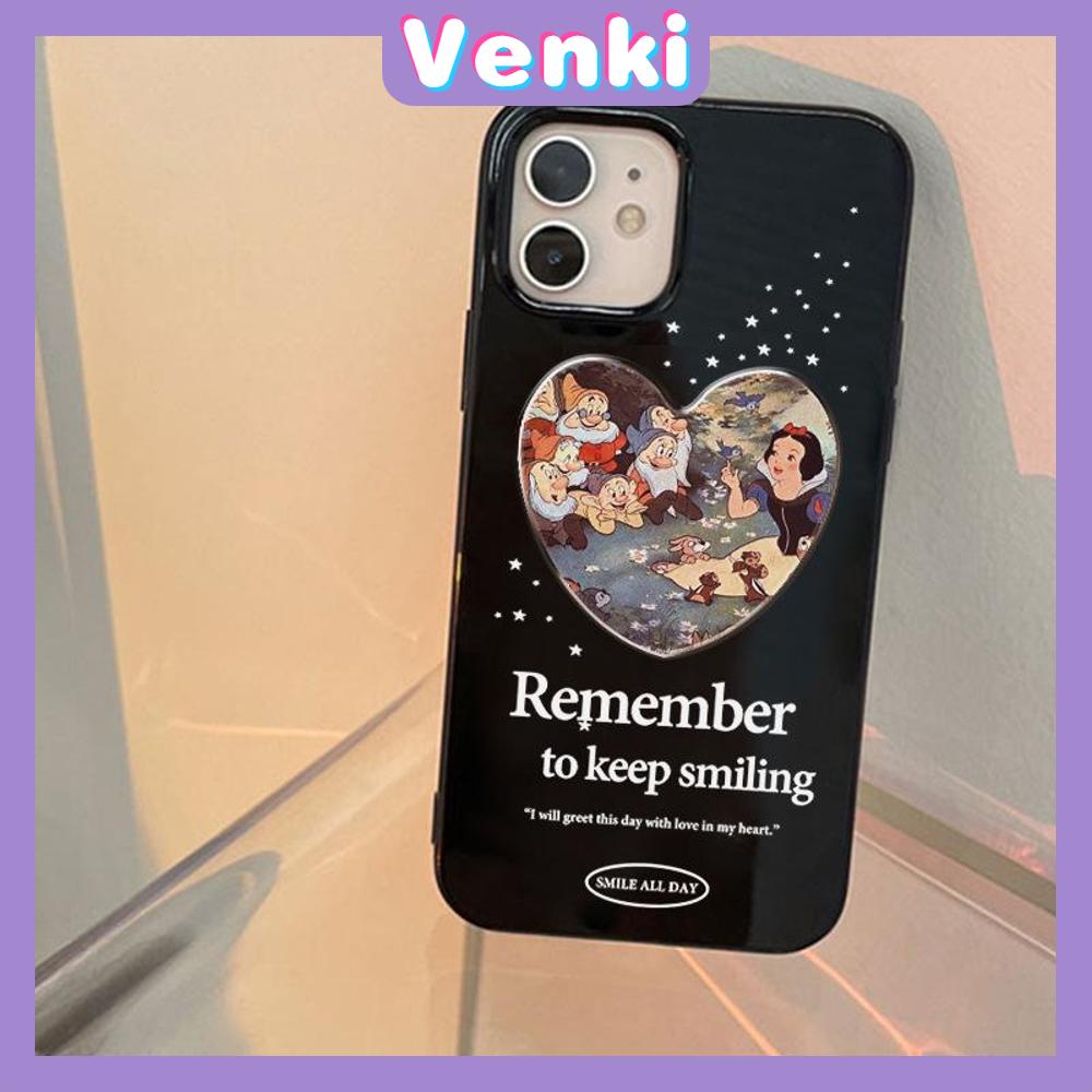 VENKI - Untuk iPhone 11 iPhone Case Hitam Glossy TPU Soft Case Shockproof Pelindung Kamera Karakter Kartun Lucu Kompatibel dengan iPhone 14 13 Pro max 12 Pro Max xr xs max 7 8Plus