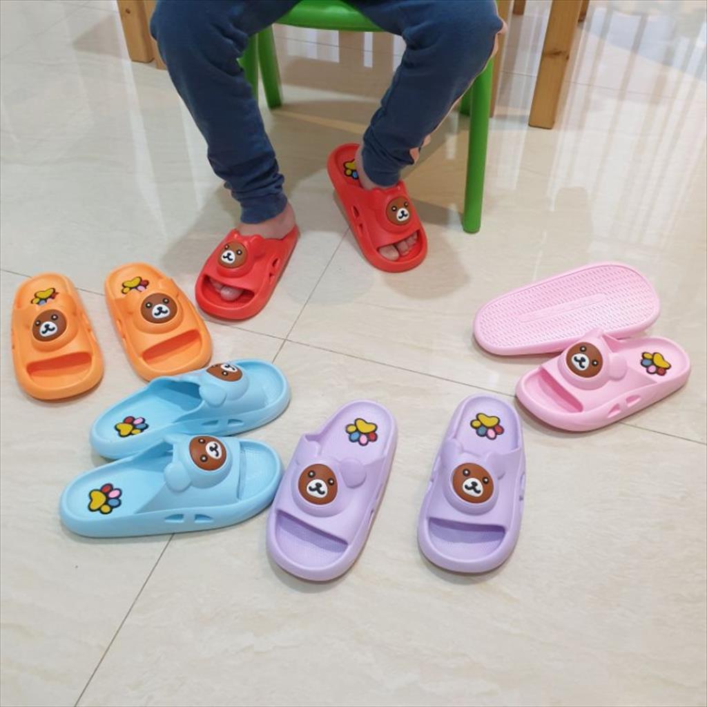 Sandal Slop Anak Jelly PCU Motif BEAR Timbul 3D Beruang Lucu Import lls S-1218-1k 1T 26-30 31-35