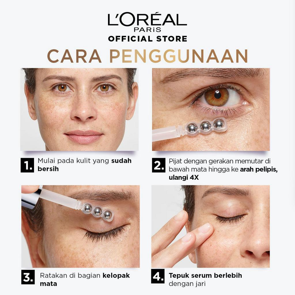 L'Oreal Paris Glycolic Bright Dark Circle Eye Serum Skincare - Menyamarkan Mata Panda dengan 3% (Glycolic + Niacinamide + Vit CG)