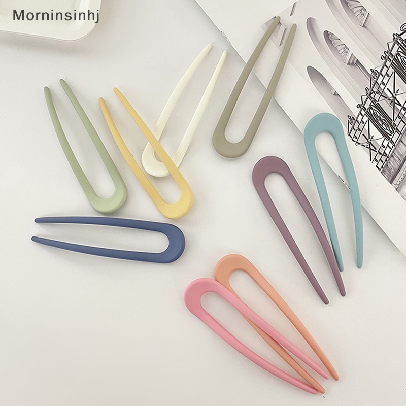 Mornin 1Pc Jepit Rambut Plastik Bentuk U Sederhana Elegan Untuk Wanita Fashion Warna Solid Shell Hair Clip Pins Girl Candy Color Hair Sticks id