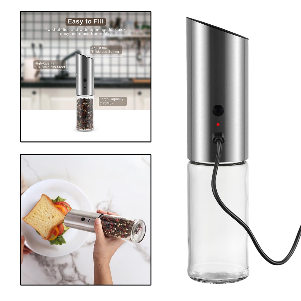 Stainless Steel Salt Pepper Grinder Pepper Pengocok Dapur Alat Isi Ulang