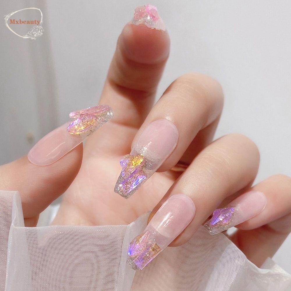 Mxbeauty Aurora Nail Art Rhinestones Wanita Warna-Warni Berbentuk Tidak Teratur Hiasan Kuku Bintang Berbentuk Perhiasan Kuku 3D