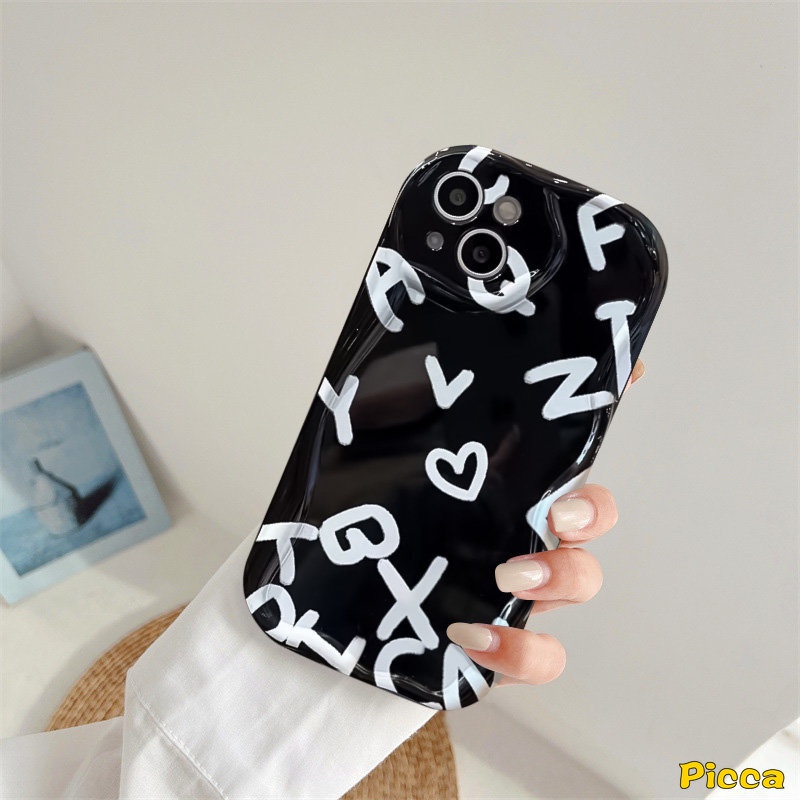 Casing Untuk Realme C53 C35 C31 C15 C33 C3 C25 C21 C55 5 9i 5i 7i 6i 5s C21Y C17 C25s C25Y C12 C11 C20 C30 Romantic Moon Star Alphabet Love Heart 3D Wavy Curved Edge Soft Cover