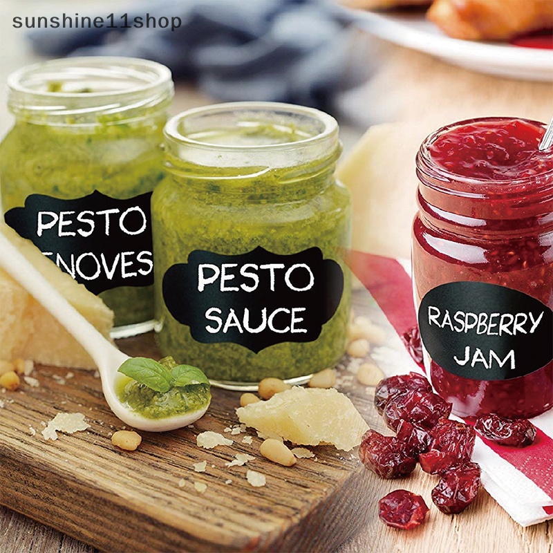 Sho 6PCS /Set Papan Tulis Yang Dapat Dihapus Label Rempah DIY Stiker Kerajinan Rumah Tangga Dapur Organizer Label Papan Hitam Stiker Dengan Pulpen N