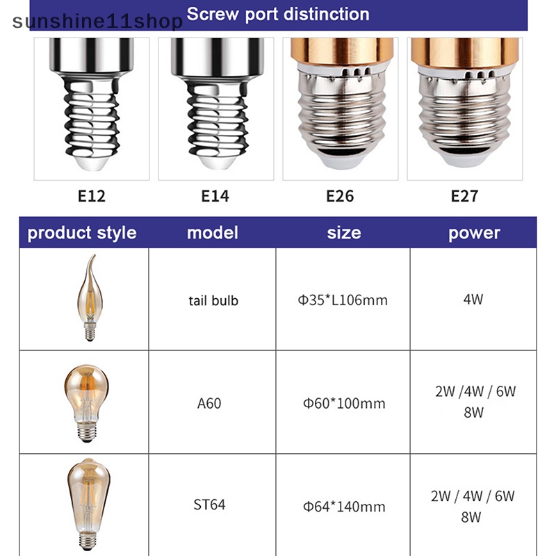 Sho Vintage Brown Tail Edison LED Retro Bulb C35 Bohlam Edison Suasana Gaya Hias Lampu Gantung Dekorasi Rumah Lampu Halloween N