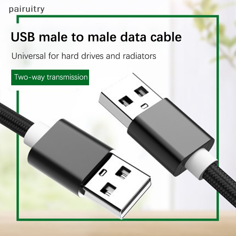 Prt Double USB to USB Extension male-to-male-to-duplicate Cable Kabel Data Hard Disk Untuk TV Box PC Radiator SSD Laptop Mobil Kabel USB PRT