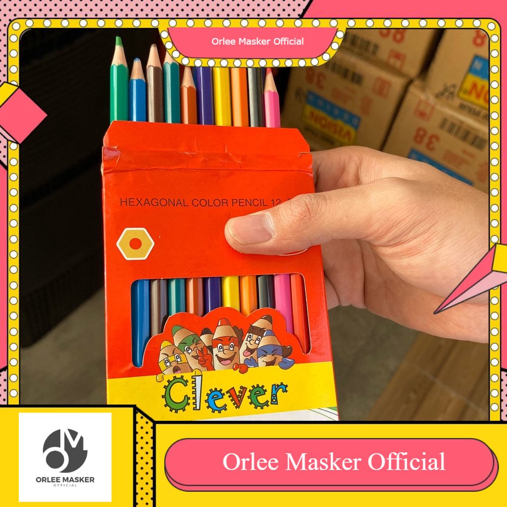 PENSIL WARNA CLEVER BESAR (12 PCS PANJANG)