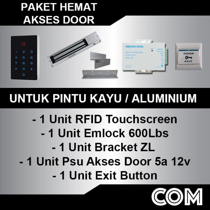 

PAKET HEMAT PAKET AKSES DOOR RFID TOUCH EMLOCK PAKET AKSES KONTROL