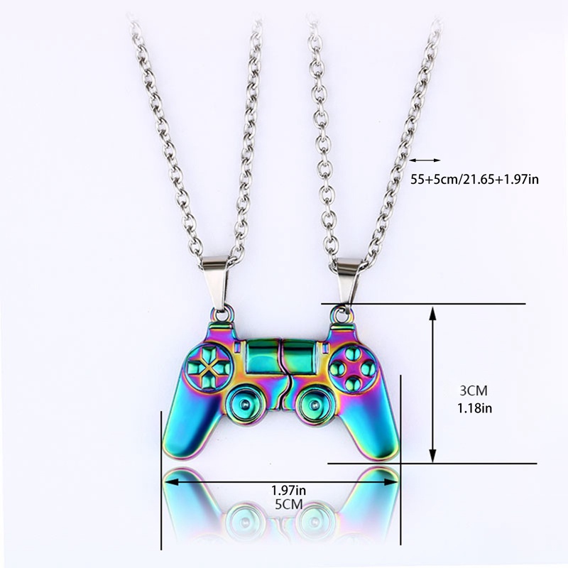 2pcs/set Kalung Pasangan Pengontrol Game Magnetik Dengan Warna Emas/Silver Kalung Liontin Konsol Game Hadiah Hari Valentine