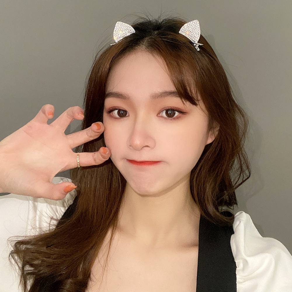 Korea Selatan Telinga Kucing Lucu Jepit Rambut Berlian Imitasi Flash Sisi Klip Gadis Jepit Rambut Klip Atas Mulut Bebek Klip Jepit Rambut Perhiasan Gadis Seksi