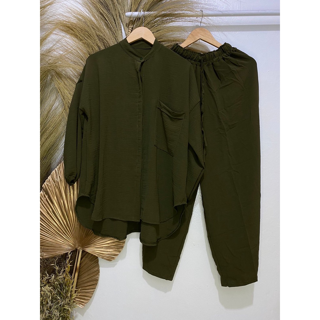 BEFAST - ZFF OOTD WANITA SETELAN NADA / Oneset blouse Camelia Kulot jumbo / Pakaian Casual Wanita / Setelan Polos Terlaris / Outfit Daily Wanita Hijab / Set Atasan Lengan Panjang+Celana Panjang / Fashion Wanita Remaja ABG