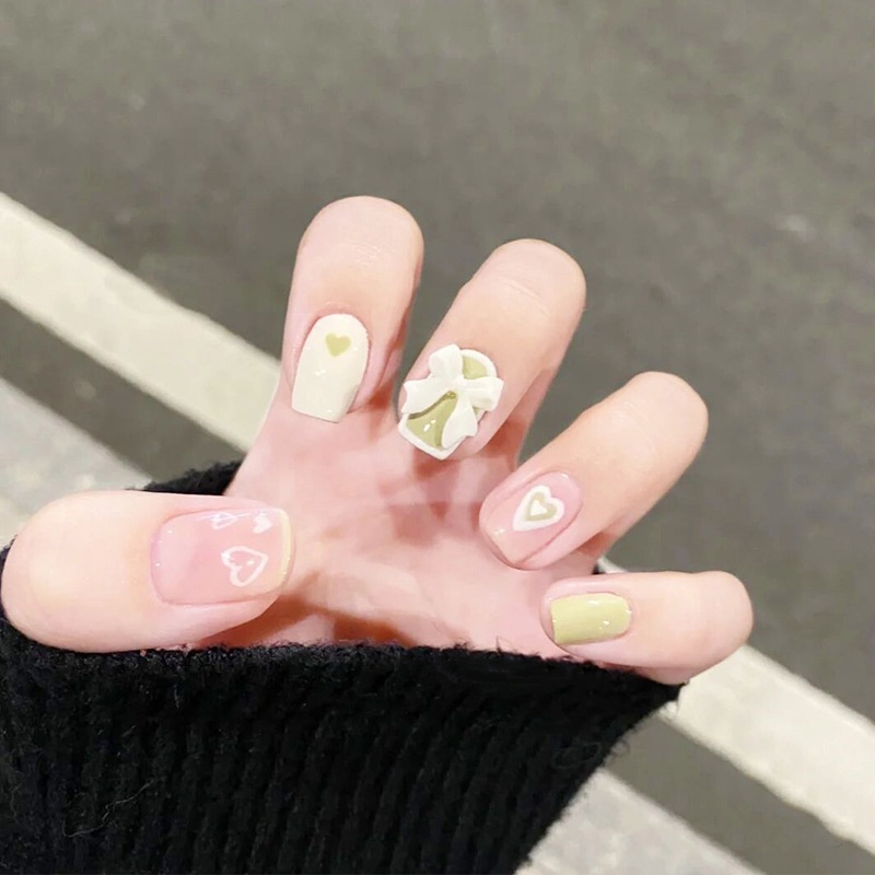 X80 24 Pcs DIY Kuku Palsu French Cool Finger Nail Art Stiker Kuku Palsu