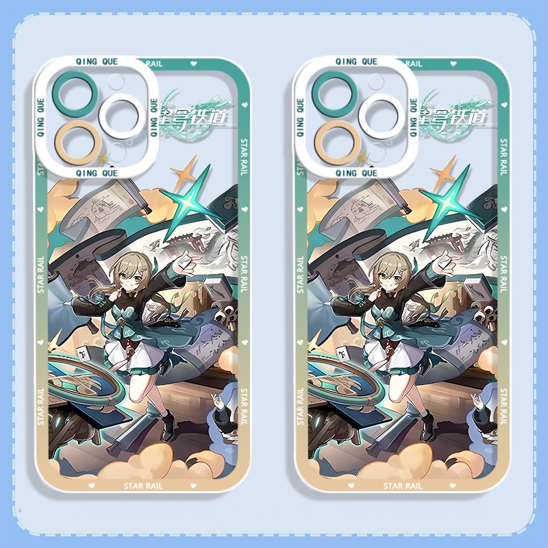 IPHONE Honkai Star Rail Himeko Phone Case Kompatibel Untuk Iphone14 11 13 12 Pro Max XS XR X8 7 6S Plus Casing Serigala Perak Mini Qingque Transparan TPU Silikon Shockproof Cover