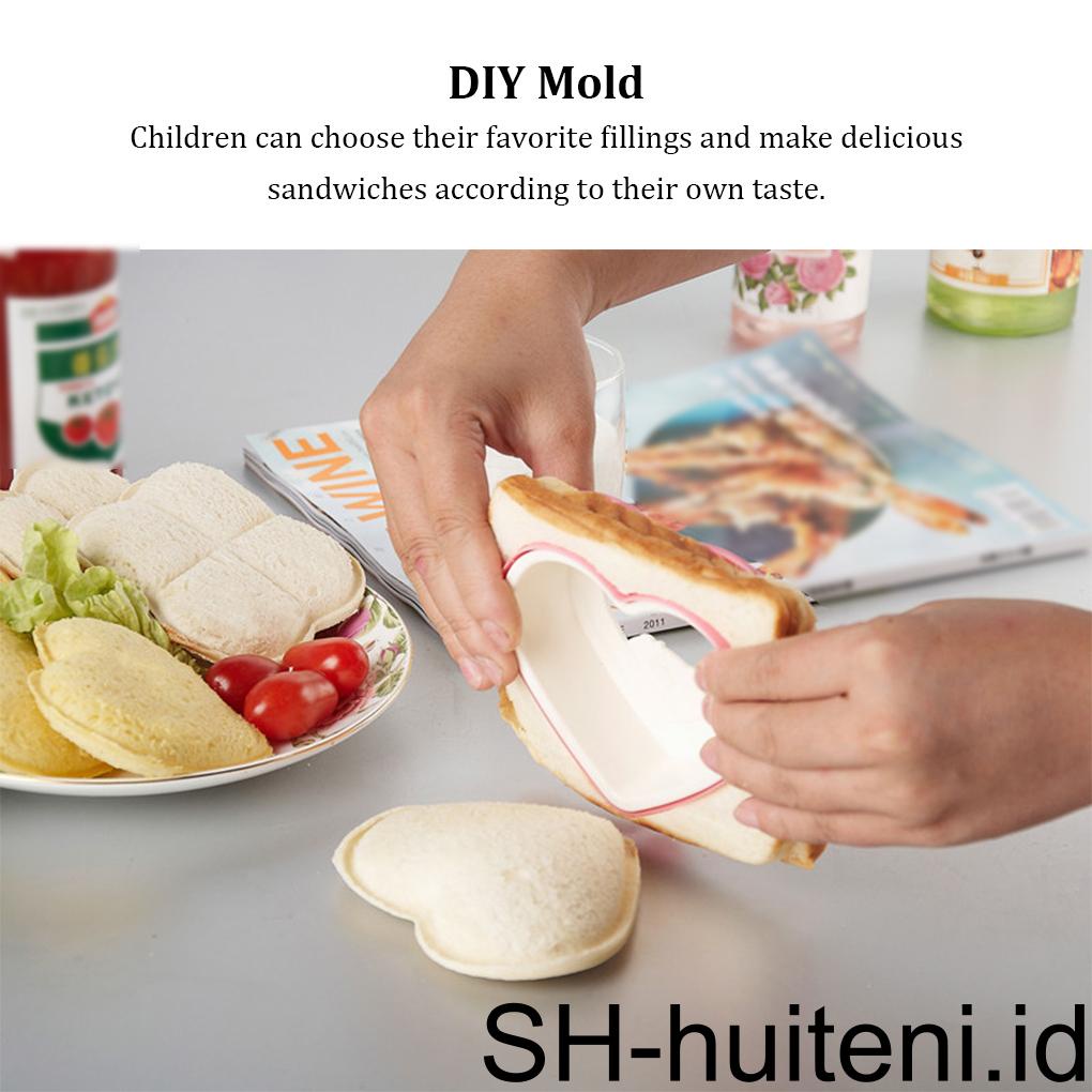 Sandwich Cutter Food Maker Sealer Heart Bread Toast Slicing Mold Fun Bento Mold Pelengkap Alat Aksesoris