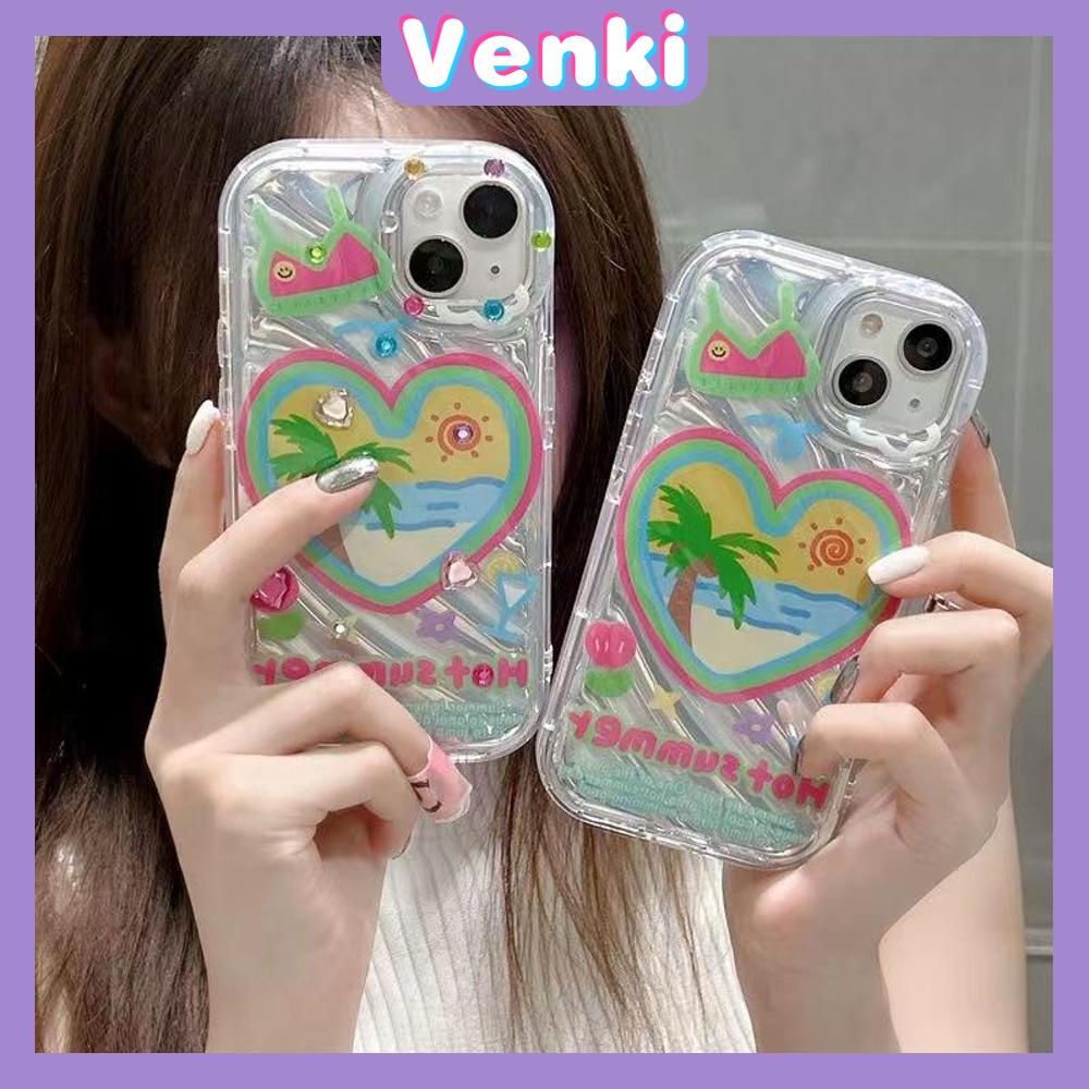 VENKI - Untuk iPhone 11 iPhone Case Laser Reflektif Bening Phone Case TPU Soft Shockproof Airbag Case Cute Summer Coco Kompatibel dengan iPhone 14 13 Pro max 12 Pro 7Plus 8Plus