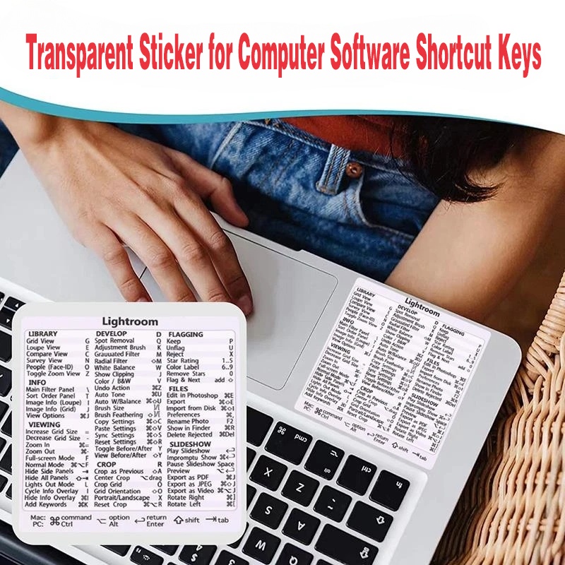 [Harga Grosir] 8*8cm Laptop Software Shortcut Stiker Transparan Kompatibel Dengan MAC OS/Windows Shortcut Key Dekorasi Stiker Untuk GoogleBook/Aksesoris Komputer