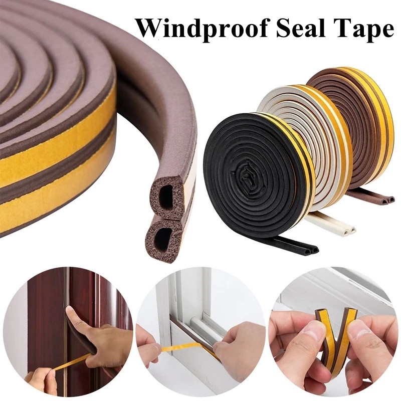 12 M/Roll Cuttable D Type Self Adhesive Sealing Strips Pintu Jendela Tahan Angin Kontrol Serangga Isolasi Tabrak Karet Weatherstrip Windshield Tape