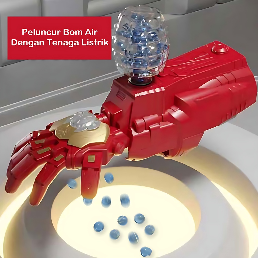 Tangan Robot Ironman Elektrik Menembak Air | Mainan Anak Laki Laki Robot Robotan B/O | Hadiah Ulang Tahun Anak Cowok