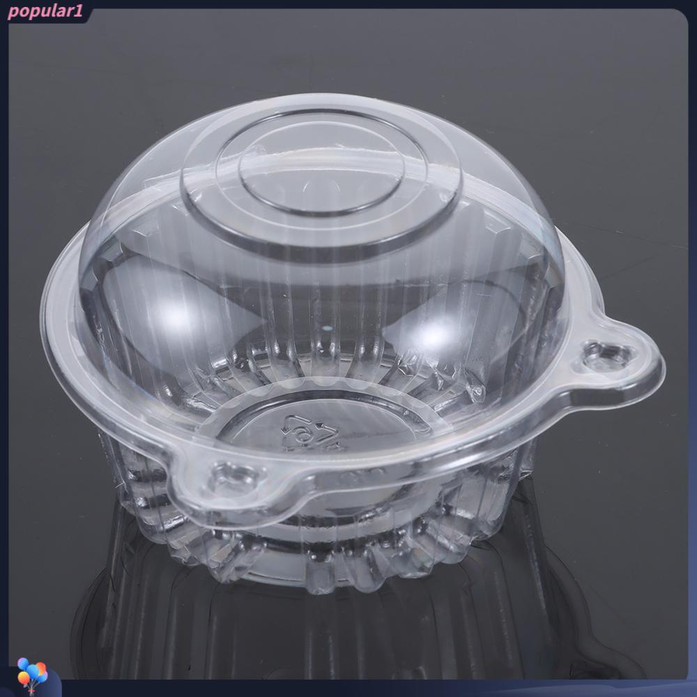 Populer 50pcs Plastik Cupcake Dapur Sekali Pakai Transparan Dessert Cups Cases Set