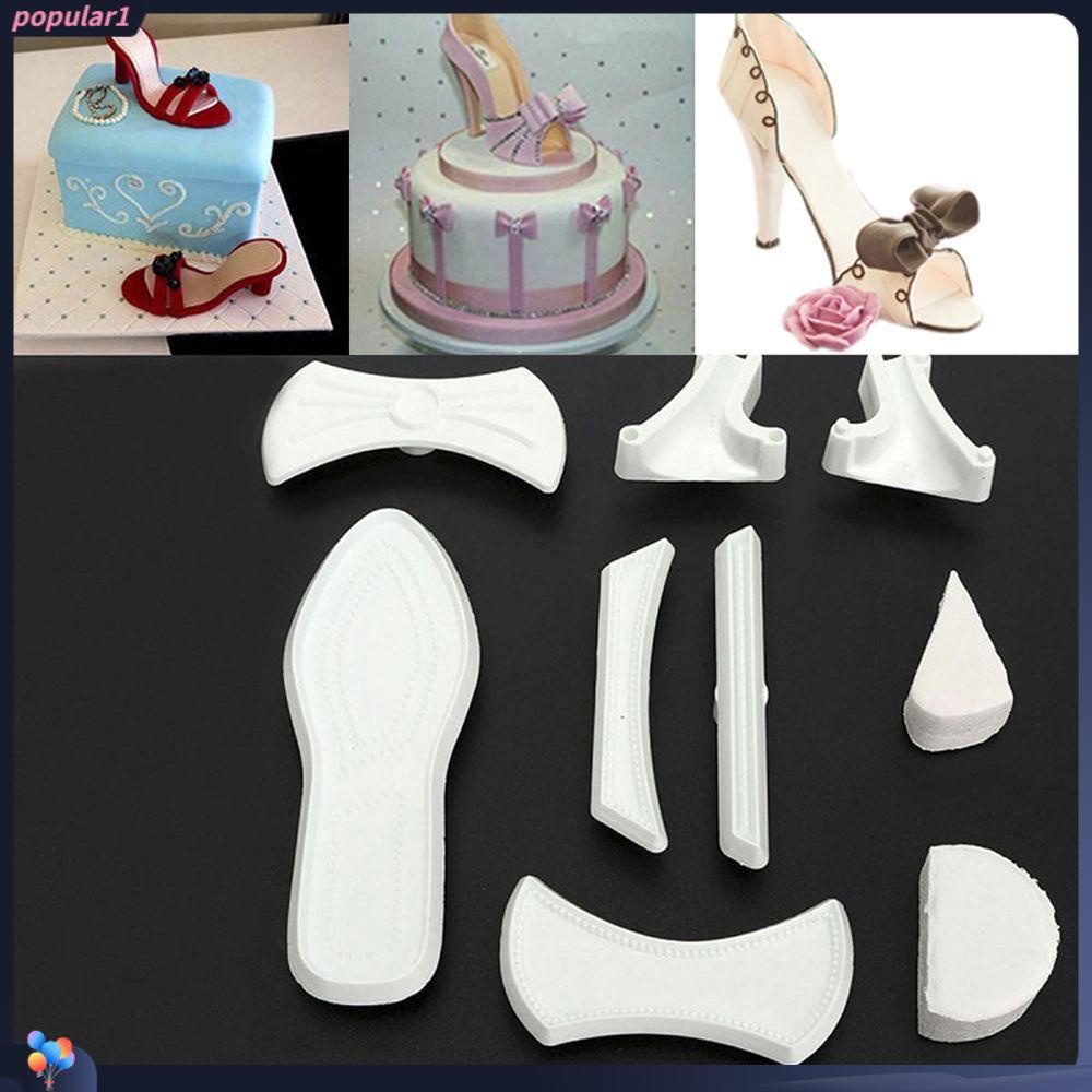 Populer 9pcs /Set Cetakan Fondant Kue Fashion Sepatu Hak Tinggi Alat Dekorasi Plastik