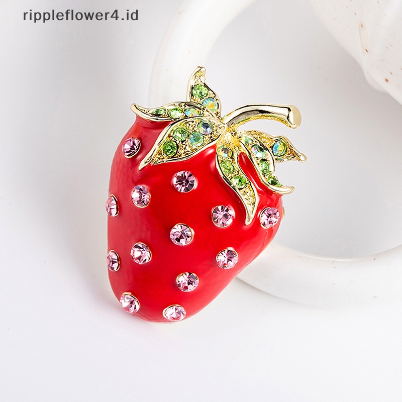 {rippleflower4.id} Cute Strawberry Korsase Hiasan Perjamuan Wanita Syal Bros Pin Perhiasan Hadiah~