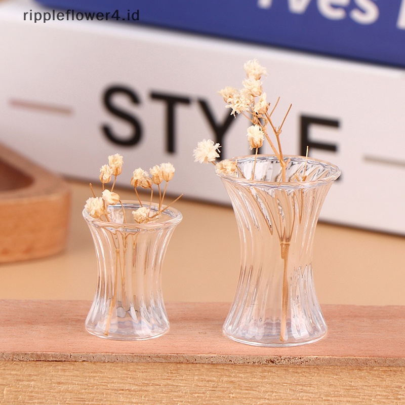 {rippleflower4.id} 1pc 1:12 Miniatur Rumah Boneka Vas Kaca Pot Bunga Dekorasi Botol Transparan~