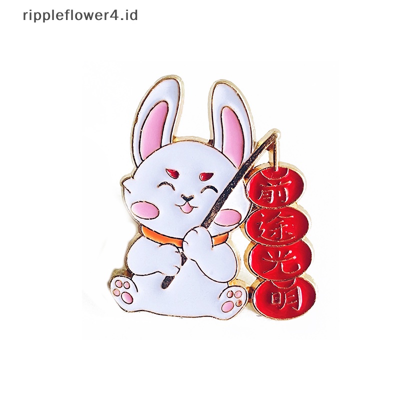 {rippleflower4.id} Tahun Baru Kelinci Paduan Pin Kelinci Bros Kartun Kelinci Pakaian Kerah Pin Lucu Bentuk Hewan Bros Kerah Badge Tas Kartun Perhiasan Aksesoris~