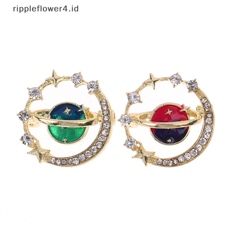 {rippleflower4.id} Semesta Planet Bros Kartun Bros Retro Pin Denim Tas Hadiah Pakaian Decor~