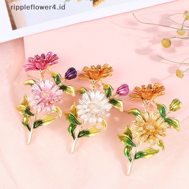 {rippleflower4.id} 1pc Bunga Daisy Enamel Pin Wanita Bros Buket Baju Bros Perhiasan~