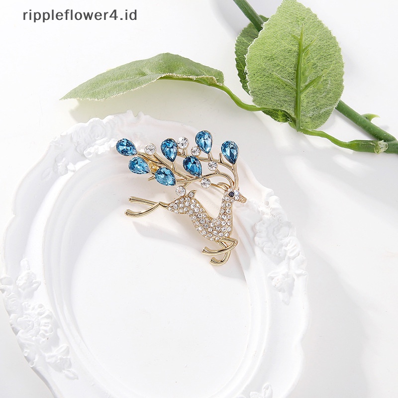 {rippleflower4.id} Reindeer Brooch Pin Untuk Wanita Berlian Imitasi Mengkilap Hewan Bros Pin Sika Lucu Rusa Bros Kerajinan Hadiah~