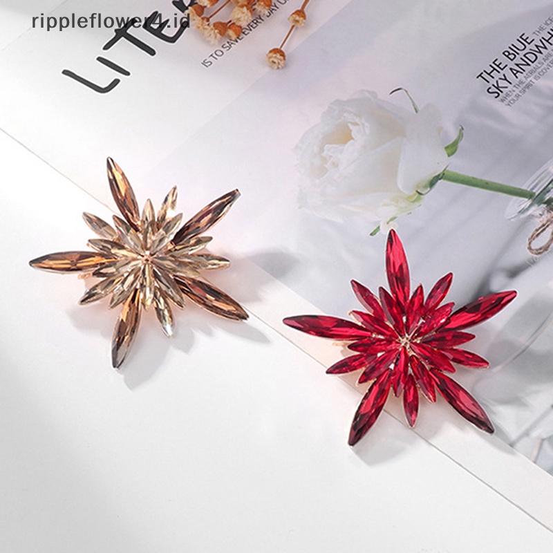 {rippleflower4.id} Bros Snowflake Fashion Bintang Kristal Warna-Warni Untuk Aksesoris Perhiasan Pesta Pakaian Wanita~