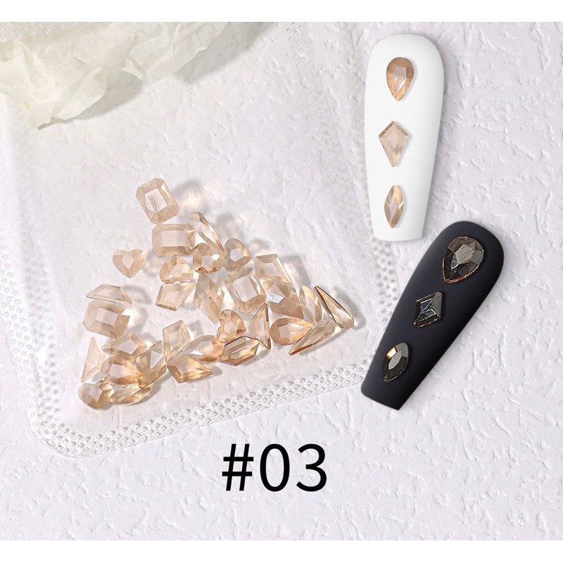 30Pcs BERLIAN IMITASI CLEAR RHINESTONE MIX SHAPE / BERLIAN KUKU BENTUK CAMPUR BEST SELLER JAPAN NAILS