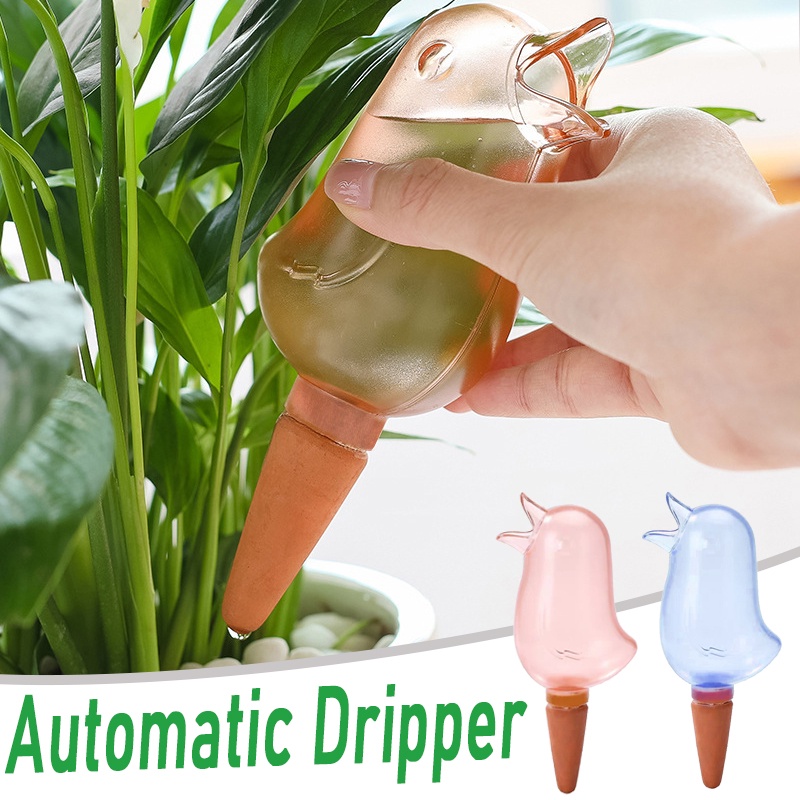 2warna Dripper Air Otomatis Tipe Plug-In Bentuk Burung/ Tanaman Portable Bunga Self Watering Indoor Taman Irigasi Gadget