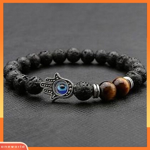 [WOD] Fashion Unisex Perhiasan Manik-Manik Batu Alam Perak Buddha Tangan Pesona Gelang