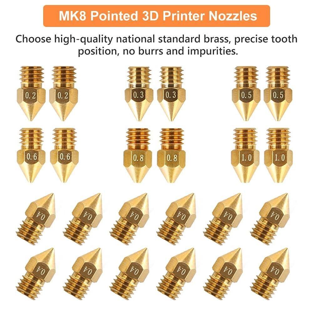 Populer 24pcs Nozzle Kuningan Printer 3D Extruder Set Persis Mudah Dipasang Untuk Creality CR-10 Untuk Seri Ender3