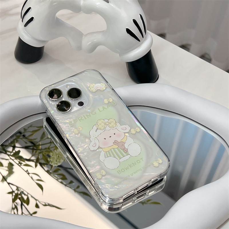 Ins Gaya Cocok Untuk iPhone 14 Pro Max Casing Ponsel iPhone Double-layer Dicetak Pola Domba Kompatibel Dengan Iphone13 13pro 13prm iPhone 11 11pro 14plus 12Pro Max Shockproof TPU Phone Case