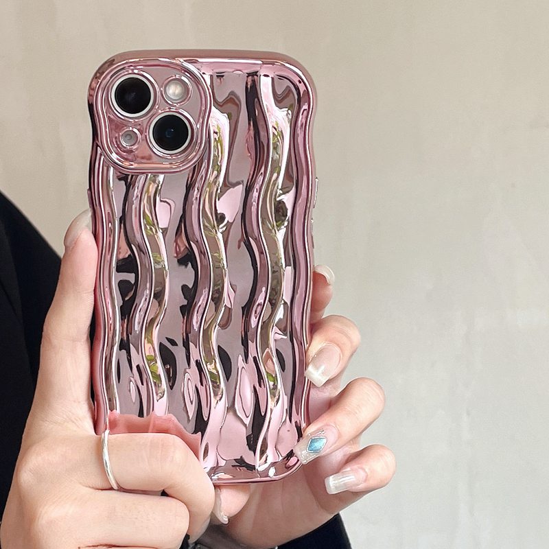 Shine Pink Water Wave Soft TPU Case iP iPhone 12 13 14 Pro Max 11 Girl Woman New FTD Casing Apple