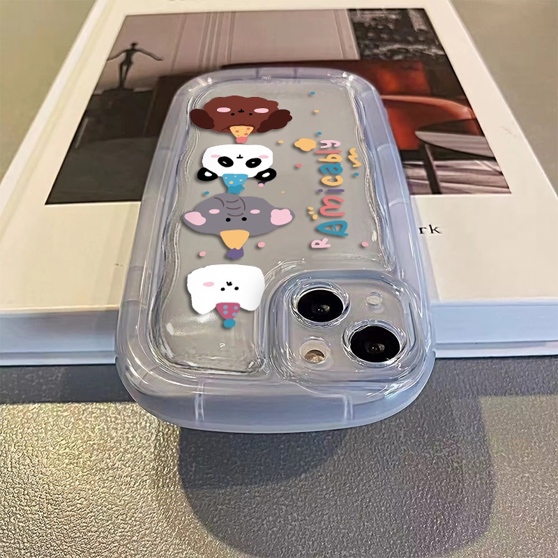 IPHONE Cute Soft Animals Casing Transparan Kompatibel Untuk Iphone14 13 12 11 Pro Max Casing XS X Xr8 +7Plus Silikon Shockproof Phone Cover Cell Precticer