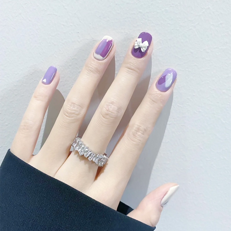 X85 24 Pcs DIY Kuku Palsu French Cool Finger Nail Art Stiker Kuku Palsu