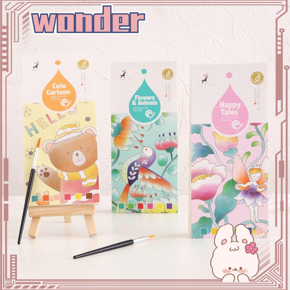 Wonder 20lembar Saku Buku Lukisan Cat Air Portable Art Painting Supplies Hadiah Mewarnai Buku Lukisan Air