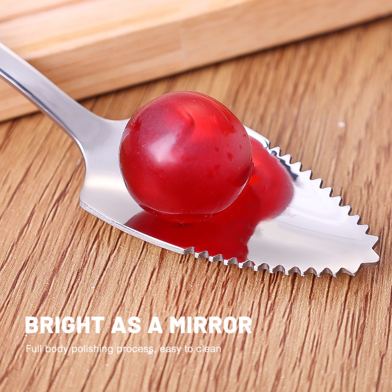 1pc Rumah Tebal Stainless Steel Sendok Buah Jeruk Es Krim Dessert Scoop Gerigi Pinggiran Buah Kopi Pengaduk Teh Sendok Dapur Gadget
