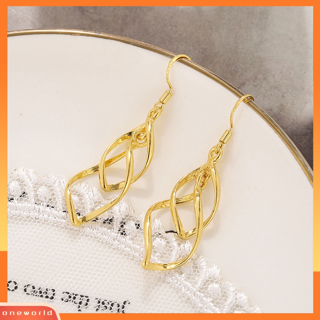 [WOD] 1pasang Anting Kait Linear Swirl Bohemian Perhiasan Halus Tahan Lama Drop Earrings Untuk Pakaian Sehari-Hari