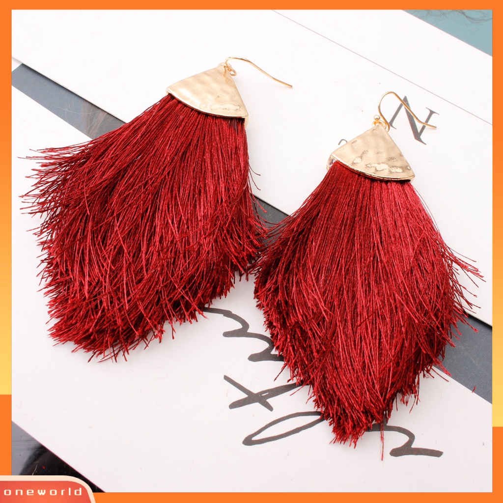 [WOD] 1pasang Anting Wanita Rumbai Gaya Bohemia Fringe Anting Drop Ringan Untuk Pakaian Sehari-Hari