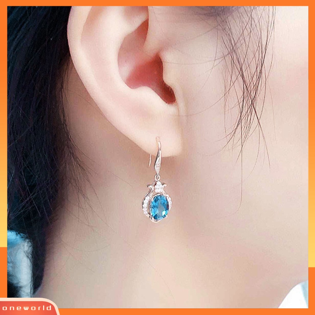 [WOD] 1pasang Anting Kait Imitasi Topaz Berlian Imitasi Wanita Kilau Terang Tahan Lama Drop Earrings Untuk Pernikahan