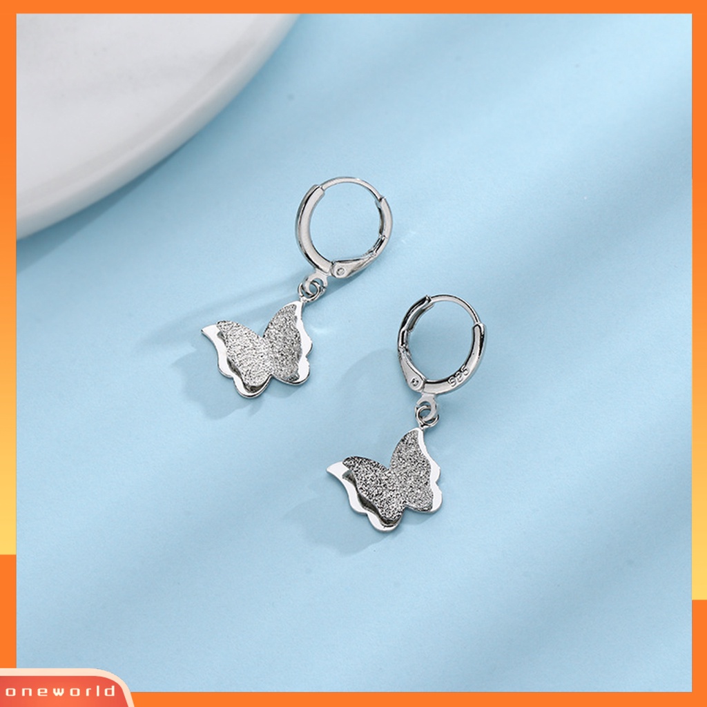 [WOD] 1pc Drop Earring Minimalis Hypoallergenic Elegan High Gloss Hadiah Fashion Perhiasan Matte Kupu Wanita Hoop Earring Untuk Pacaran