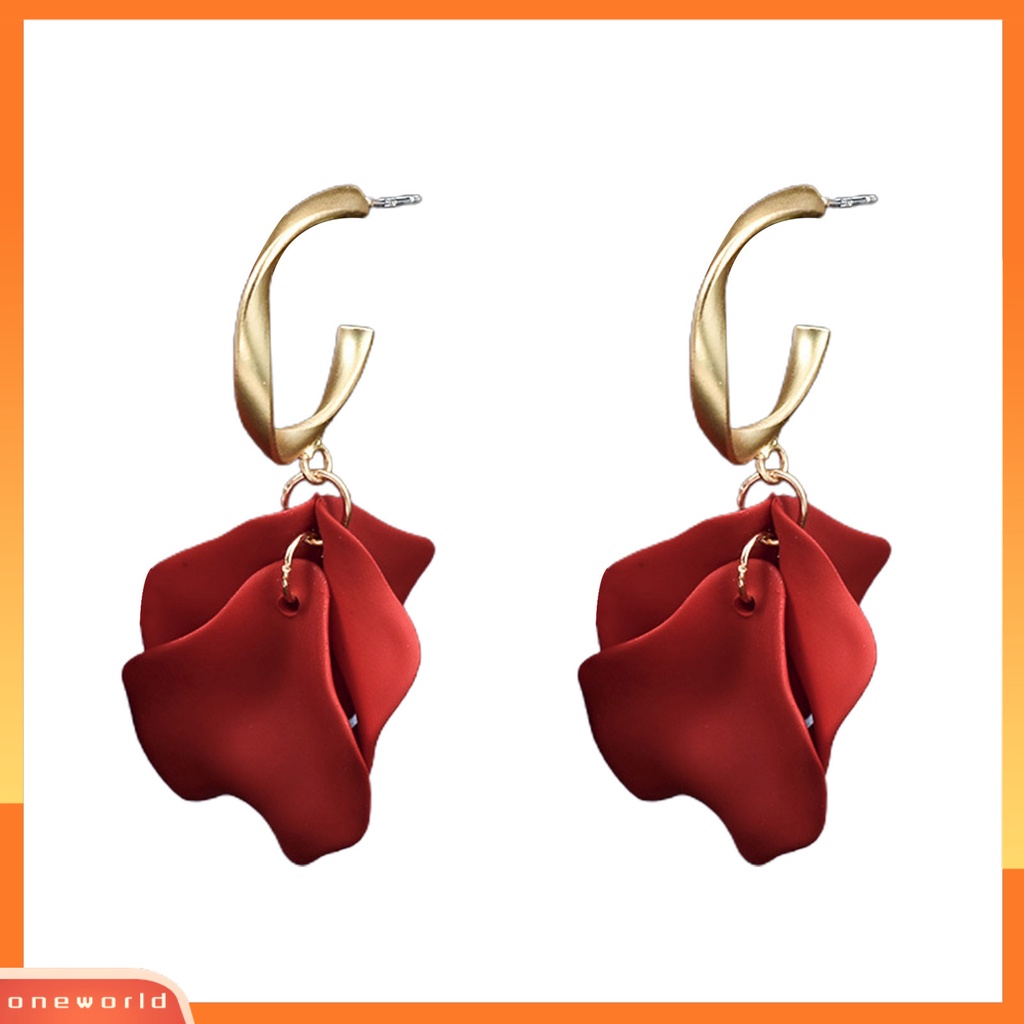 [WOD] 1pasang Anting Liontin Manis Indah Tindik Anting Hoop Kelopak Mawar Untuk Kehidupan Sehari-Hari