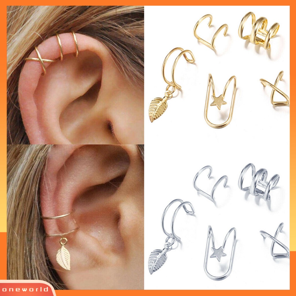 [WOD] 5pcs /Set Kreatif Ganda C U-shaped Cartilage Non-pierced Ear Clip Earrings