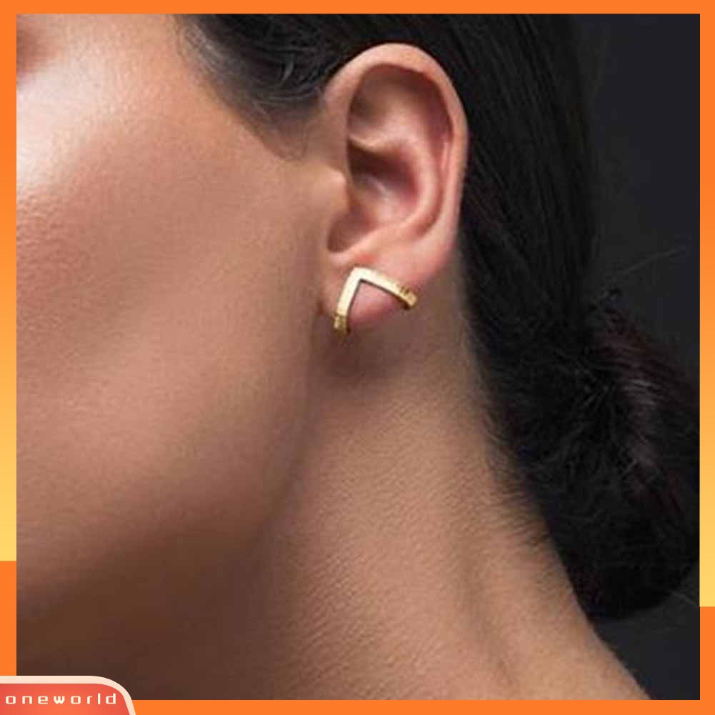 [WOD] Wanita V Shaped Ear Studs Anting Minimalis Pesta Perhiasan Hadiah Ulang Tahun